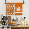 Artoid Mode Orange Ghost Spooky Halloween Kitchen Towels Dish Towels, 18×26 Inch Bow Knot Decoration Hand Towels Set of 2(Orange)