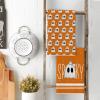 Artoid Mode Orange Ghost Spooky Halloween Kitchen Towels Dish Towels, 18×26 Inch Bow Knot Decoration Hand Towels Set of 2(Orange)