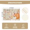 Artoid Mode Orange Hello Pumpkin Leaves Fall Placemats Set of 4, 12×18 Inch Autumn Thanksgiving Harvest Watercolor Table Mats for Dining Party Decoration(Wood)