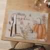 Artoid Mode Orange Hello Pumpkin Leaves Fall Vinyl Placemats Set of 4, Washable Woven Non-Slip Plastic Table Mats for Thanksgiving Holiday Party Kitchen Dining Decor(Orange)