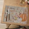Artoid Mode Orange Hello Pumpkin Leaves Fall Vinyl Placemats Set of 4, Washable Woven Non-Slip Plastic Table Mats for Thanksgiving Holiday Party Kitchen Dining Decor(Wood)