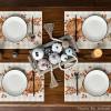 Artoid Mode Orange Pumpkins Eucalyptus Leaves Fall Placemats Set of 4, 12×18 Inch Seasonal Autumn Table Mats for Party Kitchen Dining Decoration(Beige/Orange)