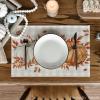 Artoid Mode Orange Pumpkins Eucalyptus Leaves Fall Placemats Set of 4, 12×18 Inch Seasonal Autumn Table Mats for Party Kitchen Dining Decoration(Beige/Orange)