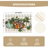 Artoid Mode Orange Pumpkins Eucalyptus Leaves Fall Placemats Set of 4, 12×18 Inch Seasonal Autumn Table Mats for Party Kitchen Dining Decoration(Orange/Blue)