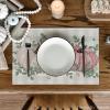 Artoid Mode Orange Pumpkins Eucalyptus Leaves Fall Placemats Set of 4, 12×18 Inch Seasonal Autumn Table Mats for Party Kitchen Dining Decoration(Pink)