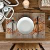 Artoid Mode Orange Pumpkins Eucalyptus Leaves Fall Placemats Set of 4, 12×18 Inch Seasonal Autumn Table Mats for Party Kitchen Dining Decoration(Wood)