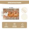 Artoid Mode Orange Pumpkins Eucalyptus Leaves Fall Placemats Set of 4, 12×18 Inch Seasonal Autumn Table Mats for Party Kitchen Dining Decoration(Wood)