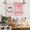 Artoid Mode Orange Stripes Ghost Boo Spooky Halloween Kitchen Towels Dish Towels, 18×26 Inch Bow Knot Decoration Hand Towels Set of 4(Pink)