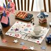 Artoid Mode Patriotic Freedom Stars 4th of July Placemats for Dining Table, 12×18 Inch Memorial Day Decoration Washable Table Mats Set of 4(Beige)