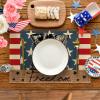 Artoid Mode Patriotic Stripes Stars Boots Freedom Placemats for Dining Table, 12 x 18 Inch 4th of July Memorial Day Decoration Washable Table Mats Set of 4