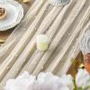 Artoid Mode Pearl Blue Gauze Table Runner 120 Inch 10FT, Seasonal Sheer Dining Holiday Wedding Birthday Baby Shower Table Decor for Home Party(Beige)