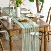 Artoid Mode Pearl Blue Gauze Table Runner 120 Inch 10FT, Seasonal Sheer Dining Holiday Wedding Birthday Baby Shower Table Decor for Home Party(Grass Green)