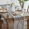Artoid Mode Pearl Blue Gauze Table Runner 120 Inch 10FT, Seasonal Sheer Dining Holiday Wedding Birthday Baby Shower Table Decor for Home Party(Grey)