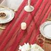 Artoid Mode Pearl Blue Gauze Table Runner 120 Inch 10FT, Seasonal Sheer Dining Holiday Wedding Birthday Baby Shower Table Decor for Home Party(Red)