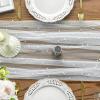 Artoid Mode Pearl Blue Gauze Table Runner 120 Inch 10FT, Seasonal Sheer Dining Holiday Wedding Birthday Baby Shower Table Decor for Home Party(White)