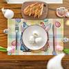 Artoid Mode Pink Green Buffalo Plaid Bunny Gnomes Eggs Easter Placemats Set of 4, 12×18 Inch Seasonal Table Mats for Party Kitchen Dining Decoration(Pink/Blue)