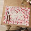 Artoid Mode Pink Hearts Vinyl Placemats Set of 4, 12×18 Inch Wipeable Non-Slip PVC Place Mats for Party Kitchen Dining Decor(Beige)
