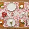 Artoid Mode Pink Love Hearts Round Valentine Placemats Set of 4, 14 Inch Anniversary Wedding Round Table Mats for Dining Decoration(Pink)