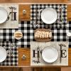 Artoid Mode Placemats for Dining Table Red Buffalo Plaid Love Home Family Together, 12 x 18 Inch Winter Holiday Washable Table Mat Set of 4(Black/Beige)