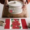 Artoid Mode Poinsettia Red Christmas Vinyl Placemats Set of 4, 12×18 Inch Wipeable Winter PVC Woven Table Mats for Party Kitchen Dining Decor(Red)