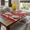 Artoid Mode Poinsettia Red Christmas Vinyl Placemats Set of 4, 12×18 Inch Wipeable Winter PVC Woven Table Mats for Party Kitchen Dining Decor(Red)
