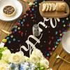 Artoid Mode Polka Dot Pink Happy Birthday Table Runner, Seasonal Kitchen Dining Table Decoration for Home Party Decor 13×72 Inch(Black)