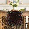 Artoid Mode Polka Dot Pink Happy Birthday Table Runner, Seasonal Kitchen Dining Table Decoration for Home Party Decor 13×72 Inch(Black)
