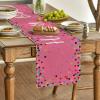 Artoid Mode Polka Dot Pink Happy Birthday Table Runner, Seasonal Kitchen Dining Table Decoration for Home Party Decor 13×72 Inch(Pink)