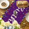 Artoid Mode Polka Dot Pink Happy Birthday Table Runner, Seasonal Kitchen Dining Table Decoration for Home Party Decor 13×72 Inch(Purple)