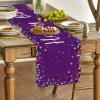 Artoid Mode Polka Dot Pink Happy Birthday Table Runner, Seasonal Kitchen Dining Table Decoration for Home Party Decor 13×72 Inch(Purple)