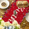 Artoid Mode Polka Dot Pink Happy Birthday Table Runner, Seasonal Kitchen Dining Table Decoration for Home Party Decor 13×72 Inch(Red)