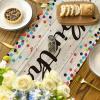 Artoid Mode Polka Dot Pink Happy Birthday Table Runner, Seasonal Kitchen Dining Table Decoration for Home Party Decor 13×72 Inch(Wood)