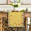 Artoid Mode Polka Dot Pink Happy Birthday Table Runner, Seasonal Kitchen Dining Table Decoration for Home Party Decor 13×72 Inch(Yellow)