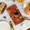 Artoid Mode Pumpkin Balck Cat Fall Kitchen Towels Dish Towels, 18×26 Inch Farmhouse Maple Leaves Decoration Hand Towels Set of 2