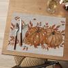 Artoid Mode Pumpkin Leaves Fall Vinyl Placemats Set of 4, Wipeable Woven PVC Table Mats for Thanksgiving Farmhouse Holiday Party Kitchen Dining Decor(Orange)