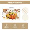 Artoid Mode Pumpkins Fall Round Placemats Set of 4,14 Inch Maples Leaves Thankgiving Seasonal Round Place Mats for Party Dining Decoration(Beige/Orange)