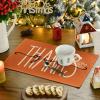 Artoid Mode Pumpkins Give Thanks Turkey Fall Placemats Set of 4, 12×18 Inch Pumpkin Pie Thanksgiving Table Mats for Party Kitchen Dining Decoration(Orange)