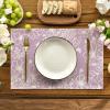 Artoid Mode Purple Flowers Floral Butterflies Spring Round Placemats Set of 4, 14 Inch Seasonal Round Table Mats for Dining Decoration(Purple)
