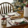 Artoid Mode Red Buffalo Plaid Gnome Believe Xmas Balls Merry Christmas Round Placemats Set of 4, 14 Inch Winter Round Table Mats for Dining Decoration(Beige/Black)