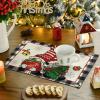 Artoid Mode Red Buffalo Plaid Gnome Believe Xmas Balls Merry Christmas Round Placemats Set of 4, 14 Inch Winter Round Table Mats for Dining Decoration(Beige/Black)