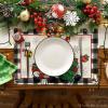 Artoid Mode Red Buffalo Plaid Gnome Believe Xmas Balls Merry Christmas Round Placemats Set of 4, 14 Inch Winter Round Table Mats for Dining Decoration(Beige/Black)