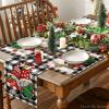 Artoid Mode Red Buffalo Plaid Gnome Believe Xmas Balls Merry Christmas Round Placemats Set of 4, 14 Inch Winter Round Table Mats for Dining Decoration(Beige/Black)