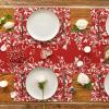 Artoid Mode Red Heart Love Leaves Valentine Placemats Set of 4, 12×18 Inch Anniversary Wedding Table Mats for Party Kitchen Dining Decoration(Red)