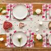 Artoid Mode Red Hearts Love Placemats Set of 4, 12×18 Inch Anniversary Wedding Table Mats for Party Kitchen Dining Decoration(Pink)