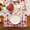 Artoid Mode Red Hearts Love Placemats Set of 4, 12×18 Inch Anniversary Wedding Table Mats for Party Kitchen Dining Decoration(Pink)