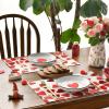 Artoid Mode Red Hearts Love Placemats Set of 4, 12×18 Inch Anniversary Wedding Table Mats for Party Kitchen Dining Decoration(Red)