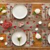 Artoid Mode Red Love Round Valentine Placemats Set of 4, 14 Inch Anniversary Wedding Round Table Mats for Dining Decoration(Wood)