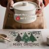 Artoid Mode Red Pine Trees Balls Christmas Vinyl Placemats Set of 4, 12×18 Inch Wipeable Winter PVC Woven Table Mats for Party Kitchen Dining Decor(Beige/Green)