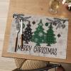 Artoid Mode Red Pine Trees Balls Christmas Vinyl Placemats Set of 4, 12×18 Inch Wipeable Winter PVC Woven Table Mats for Party Kitchen Dining Decor(Beige/Green)