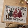 Artoid Mode Red Pine Trees Balls Christmas Vinyl Placemats Set of 4, 12×18 Inch Wipeable Winter PVC Woven Table Mats for Party Kitchen Dining Decor(Beige/Red)